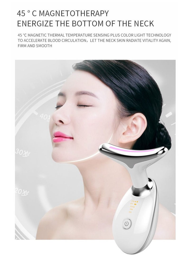 DUNISO - Firming Wrinkle Device for Neck Face,with 3 Color Modes, Double Chin Reducer Vibration Massager 42℃ Heat Vibration For Wrinkles Appearance and Skin Care, Tightening, Smooth - Image 1