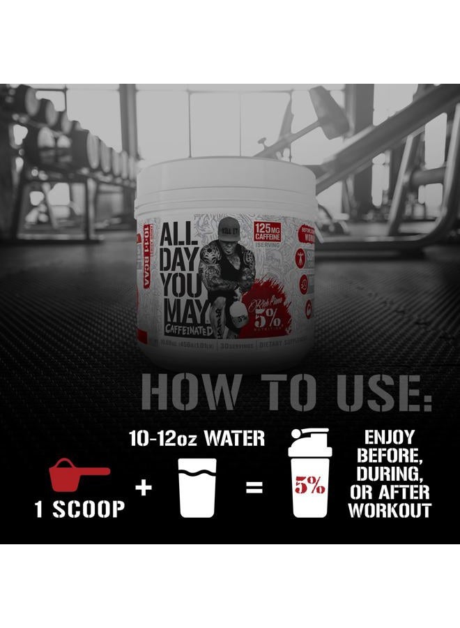5% Nutrition Rich Piana AllDayYouMay Caffeinated BCAA Energy Powder | Premium Pre Workout Amino Energy & Electrolytes | Hydration, Endurance & Recovery | 16.3 oz, 30 Servings (Southern Sweet Tea) - Image 4