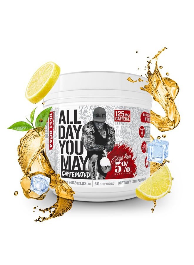 5% Nutrition Rich Piana AllDayYouMay Caffeinated BCAA Energy Powder | Premium Pre Workout Amino Energy & Electrolytes | Hydration, Endurance & Recovery | 16.3 oz, 30 Servings (Southern Sweet Tea) - Image 1