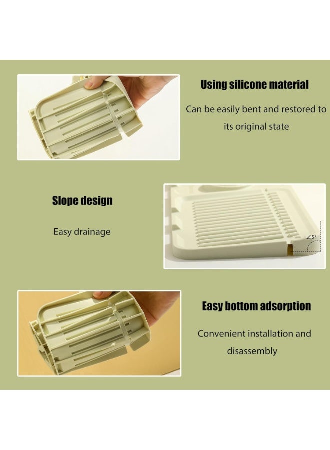 38 cm Longer Silicone Faucet Drain Pad - Fast Self-Draining Kitchen Sink Splash Guard Mat, Drip Catcher, and Sponge/Soap Holder | Steep Slope Drainage Design for No Water Accumulation | Foldable, Tidy Area Gadget for Kitchen Countertop and Bathroom Accessories. - Image 5