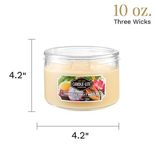 Candle-lite Scented Candles, Tropical Fruit Medley Fragrance, One 10 oz. Three Wick Aromatherapy Candle with 20-40 Hours of Burn Time, Yellow Color - Image 5