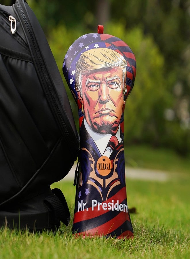 Big Crazy President Golf Head Covers, Funny Driver Headcover, Premium Leather Golf Club Covers for Club Protective, Golf Gift Accessory for Man - Image 2