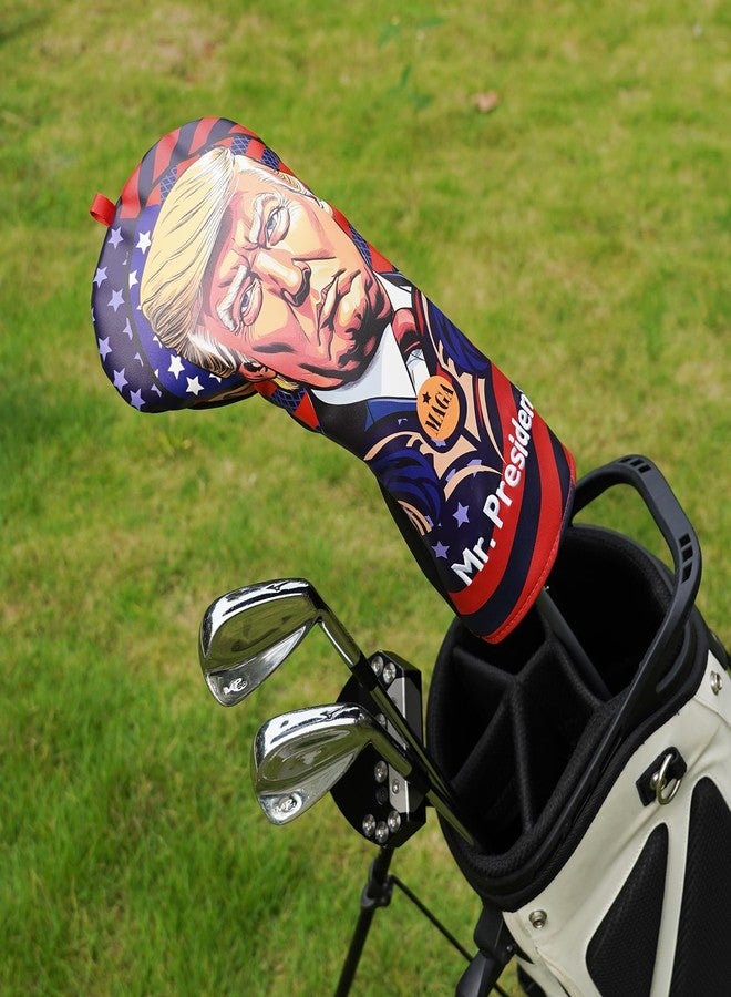 Big Crazy President Golf Head Covers, Funny Driver Headcover, Premium Leather Golf Club Covers for Club Protective, Golf Gift Accessory for Man - Image 5