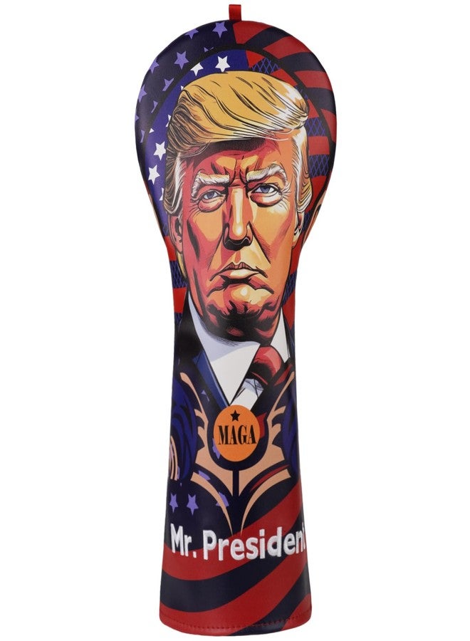 Big Crazy President Golf Head Covers, Funny Driver Headcover, Premium Leather Golf Club Covers for Club Protective, Golf Gift Accessory for Man - Image 1