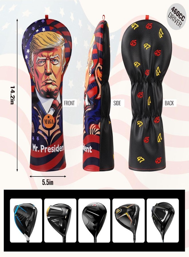 Big Crazy President Golf Head Covers, Funny Driver Headcover, Premium Leather Golf Club Covers for Club Protective, Golf Gift Accessory for Man - Image 3
