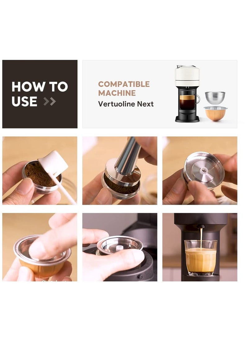 Reusable Coffee Pods Holder for Vertuo Next, Stainless Steel Refillable Filters, Only Compatible with Nespresso VERTUO NEXT 8OZ - 3.0 Generation
