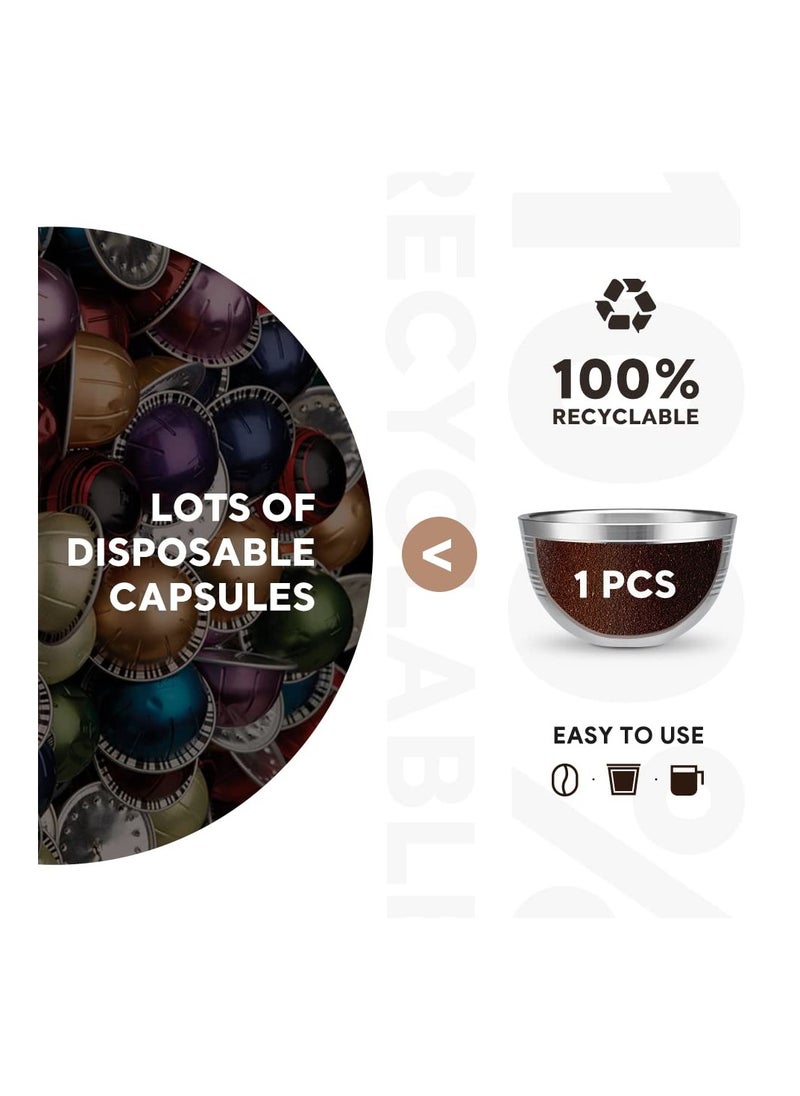 Reusable Coffee Pods Holder for Vertuo Next, Stainless Steel Refillable Filters, Only Compatible with Nespresso VERTUO NEXT 8OZ - 3.0 Generation