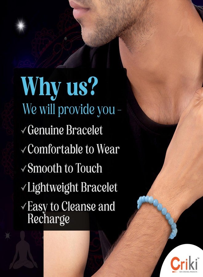 CRIKI Natural Aquamarine Bracelet for Women and Men Original Certified Aquamarine Stones Blue Bracelet with Lab Certificate for Money, Communication, Positivity and Chakra Healing 8MM Beads (6.5 Inch) - Image 4