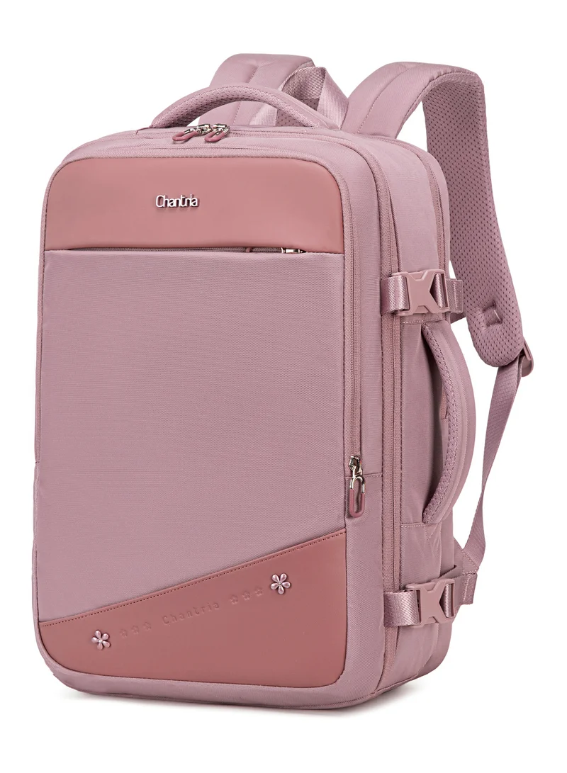 Premium Lightweight Laptop backpack for Women Water Resistant Multifunctional Anti-Theft Daypack with 180° Opening and Built in USB Port, CB00641-Pale Mauve