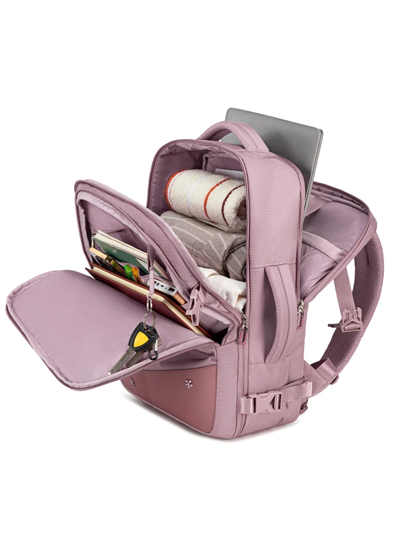 Chantria Pale Mauve Premium Lightweight Laptop backpack for Women Water Resistant Multifunctional Anti-Theft Daypack with 180° Opening and Built in USB Port, CB00641-Pale Mauve for Women | Best Price UAE