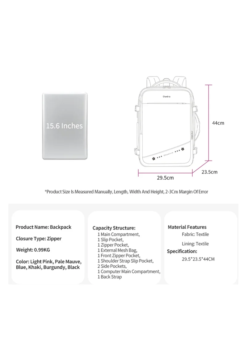 Chantria Pale Mauve Premium Lightweight Laptop backpack for Women Water Resistant Multifunctional Anti-Theft Daypack with 180° Opening and Built in USB Port, CB00641-Pale Mauve for Women | Best Price UAE