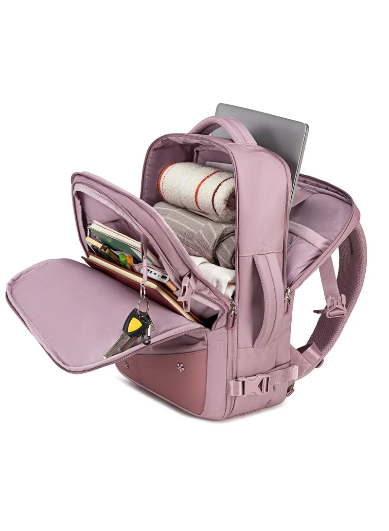 Chantria Pale Mauve Premium Lightweight Laptop Backpack for Women Water Resistant Multifunctional Anti-Theft Daypack with 180Â° Opening and Built in USB Port, CB00641, Pale Mauve for Women | Best Price UAE