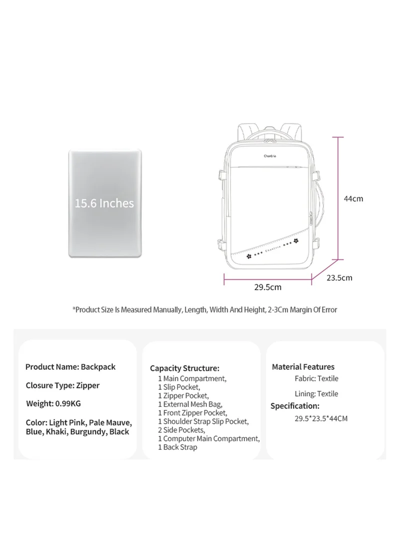 Chantria Pale Mauve Premium Lightweight Laptop Backpack for Women Water Resistant Multifunctional Anti-Theft Daypack with 180Â° Opening and Built in USB Port, CB00641, Pale Mauve for Women | Best Price UAE