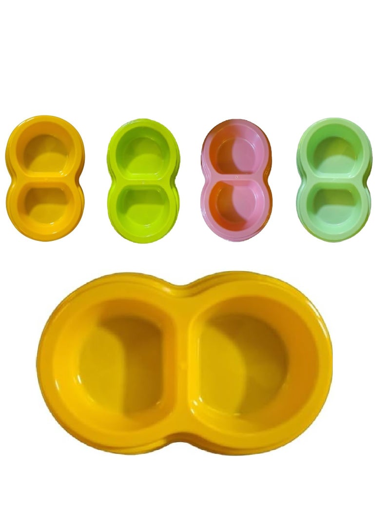 Generic 1PC Pet Animal Feeding Double Bowl For Food and Water  Multi Color