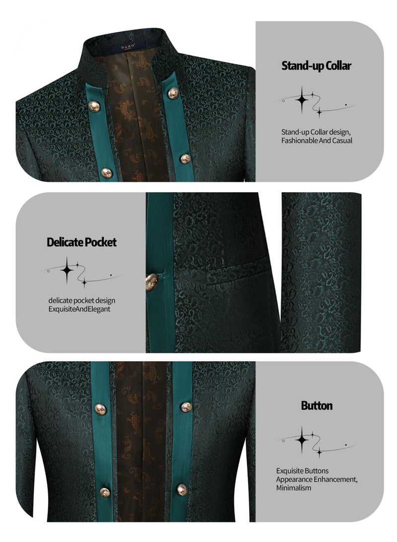 3 Pcs Men Suit Tuxedo Vest Pants Stand Collar Double Breasted Men Fashion Attire for Wedding Party Dinner Banquet - Image 3