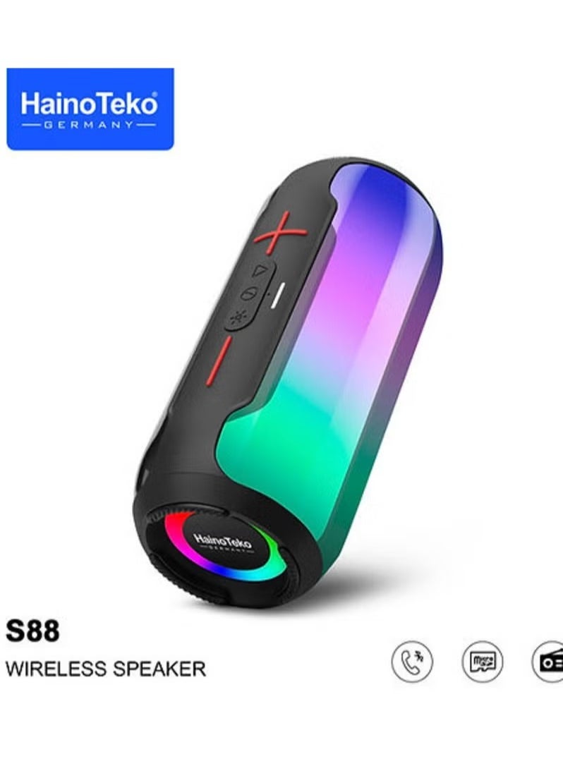 Haino Teko S88 Wireless Bluetooth Speaker with LED Light, Button Control, and Powerful Sound – Sleek Black Design, 10-Hour Battery Life, Deep Bass, Perfect for Home, Outdoor, and Parties  - Image 2