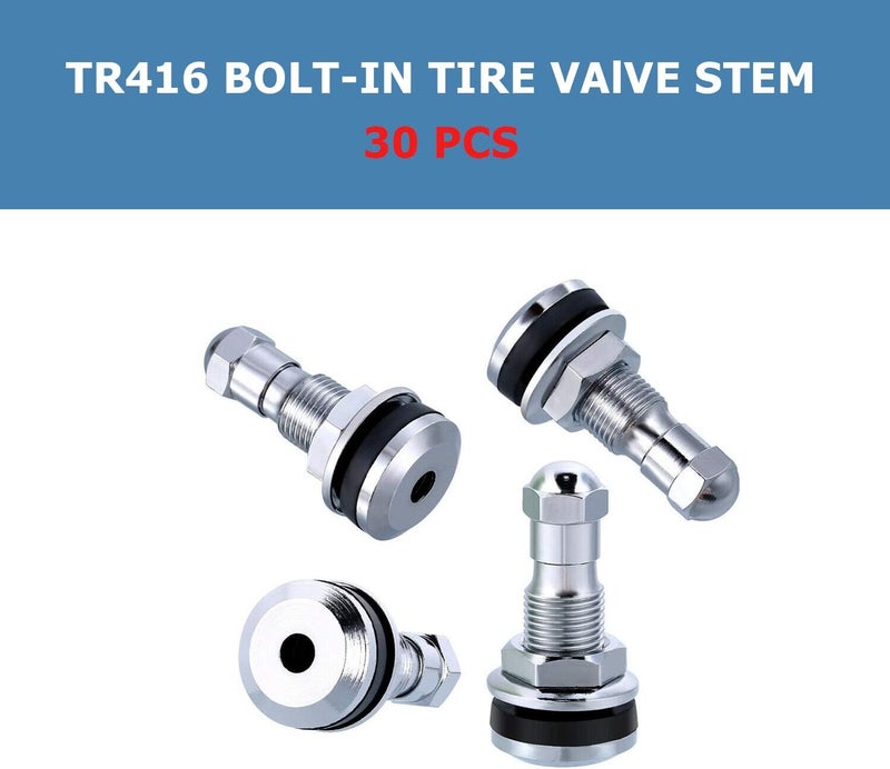 EZISOE 30 Pieces TR416 Metal Valve Stems Outer Mount Fits 0.453"/.625" Rim Holes Long 18.5/40mm - Image 4