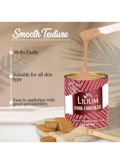 LILIUM Dark Chocolate Hair Removing Wax 600Gm | For Legs, Arms, Underarms, Bikini Line & Full Body | Removes Dead Skin, Brightens & Moisturizes Skin | Easy & Quick Hair Removal At Home | Men & Women  - Image 5