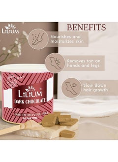 LILIUM Dark Chocolate Hair Removing Wax 600Gm | For Legs, Arms, Underarms, Bikini Line & Full Body | Removes Dead Skin, Brightens & Moisturizes Skin | Easy & Quick Hair Removal At Home | Men & Women  - Image 3