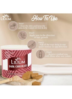 LILIUM Dark Chocolate Hair Removing Wax 600Gm | For Legs, Arms, Underarms, Bikini Line & Full Body | Removes Dead Skin, Brightens & Moisturizes Skin | Easy & Quick Hair Removal At Home | Men & Women  - Image 4