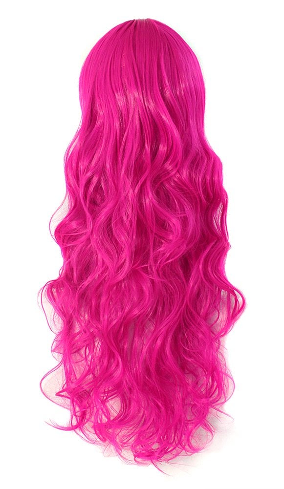 MapofBeauty MapofBeauty 70cm Long Pink Wavy Cosplay Party Curly Wig (Rose Red)  - Image 2