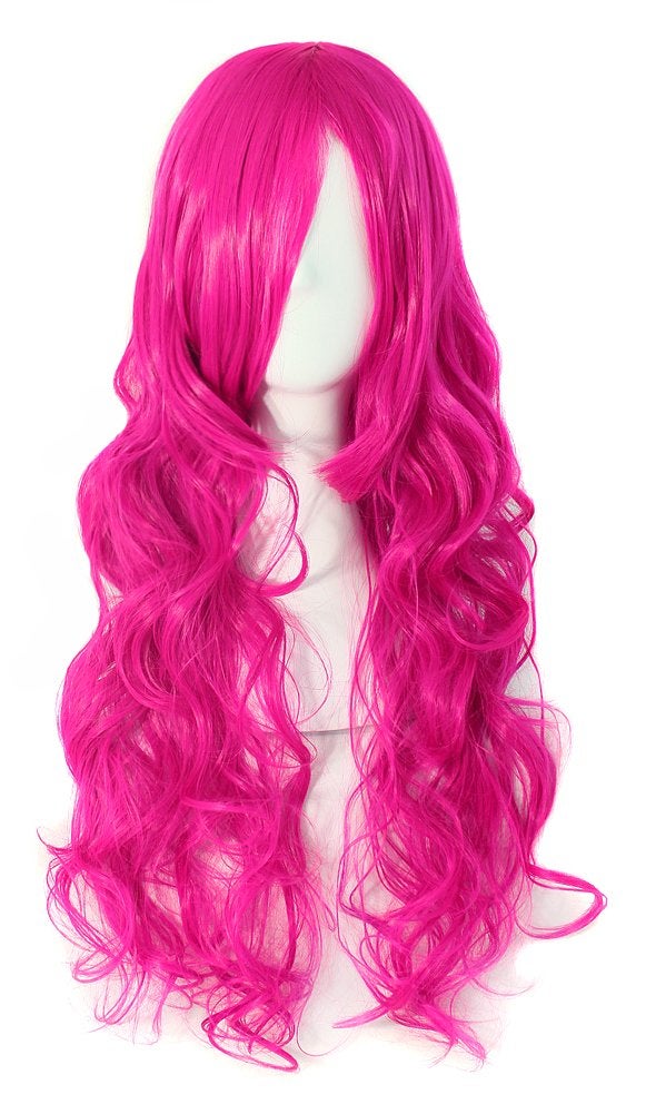 MapofBeauty MapofBeauty 70cm Long Pink Wavy Cosplay Party Curly Wig (Rose Red)  - Image 1