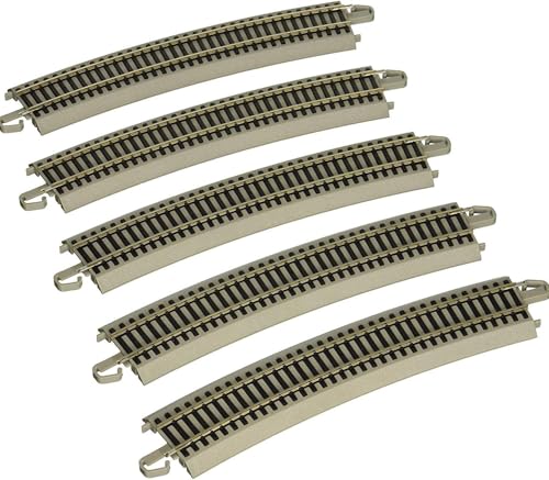 Bachmann Trains - Snap-Fit E-Z TRACK 28” RADIUS 18 DEGREE CURVED TRACK (5/card) - NICKEL SILVER Rail With Gray Roadbed - HO Scale - Image 1