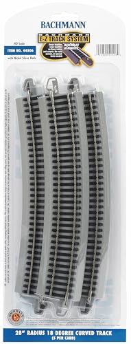 Bachmann Trains - Snap-Fit E-Z TRACK 28” RADIUS 18 DEGREE CURVED TRACK (5/card) - NICKEL SILVER Rail With Gray Roadbed - HO Scale - Image 5