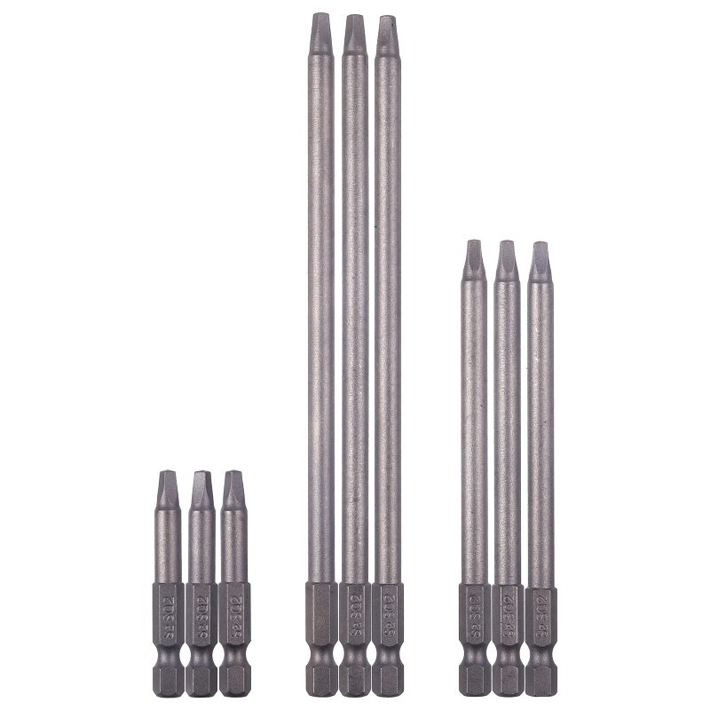 Rocaris 9 Pack 14 Inch Hex Shank Long Magnetic Square Head Screwdriver Bits Set Power Tools SQ2 For Poket Hole Jig 2 inch 4 inch 6 inch