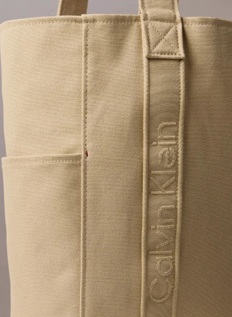 Calvin Klein KHAKI CANVAS Canvas Jacquard Logo Tote Bag for Women | Best Price UAE