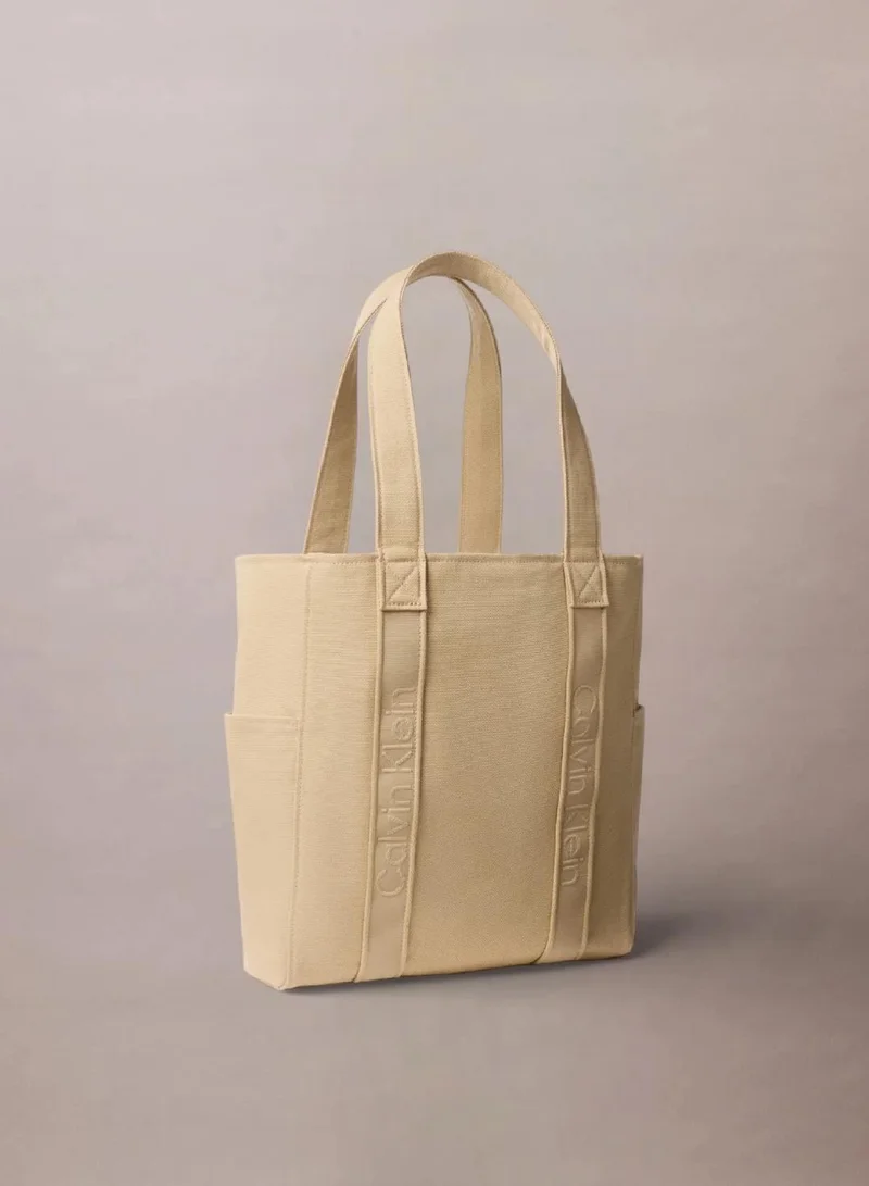 Calvin Klein KHAKI CANVAS Canvas Jacquard Logo Tote Bag for Women | Best Price UAE