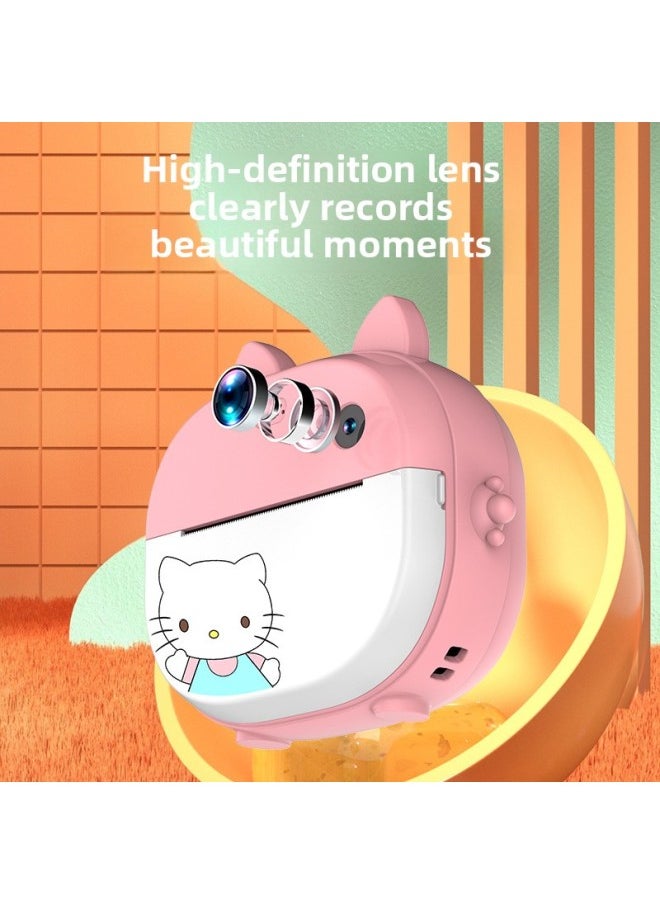 Generic HD Children's Printing Camera Can Take Pictures All-in-one Machine Polo Toy Baby Girl Small Digital Camera-Color:[blue] Kitten  - Image 2
