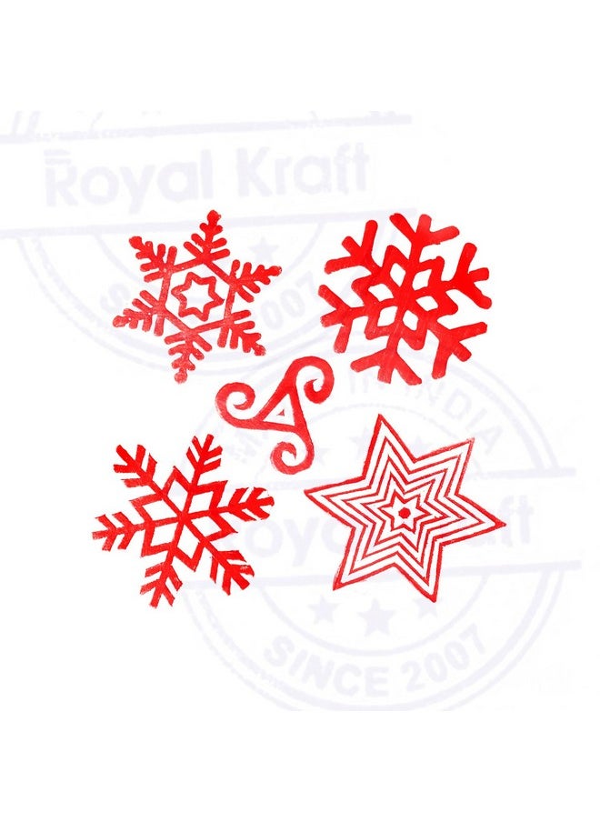 Royal Kraft Handmade Designs Star And Snowflake Wooden Block Stamps (Set Of 5)  - Image 3