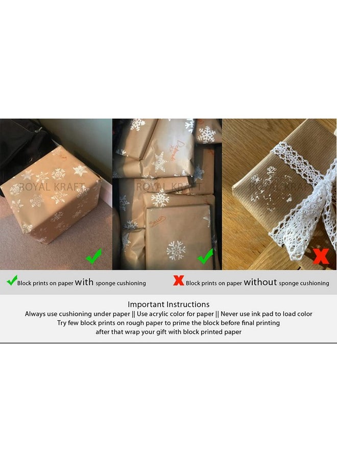 Royal Kraft Handmade Designs Star And Snowflake Wooden Block Stamps (Set Of 5)  - Image 5