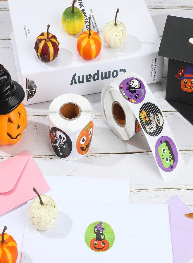 Nezyo 800 Pieces Halloween Character Stickers Pumpkin Spider Bat Ghost Witch Halloween Roll Sticker 16 Alternating Designs Character Labels Decoration Party Favors Supplies - Image 5