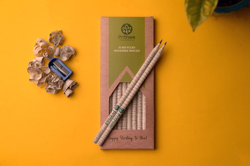 Prithwe Ecofriendly Recycled Newspaper Pencils -Black - Image 5