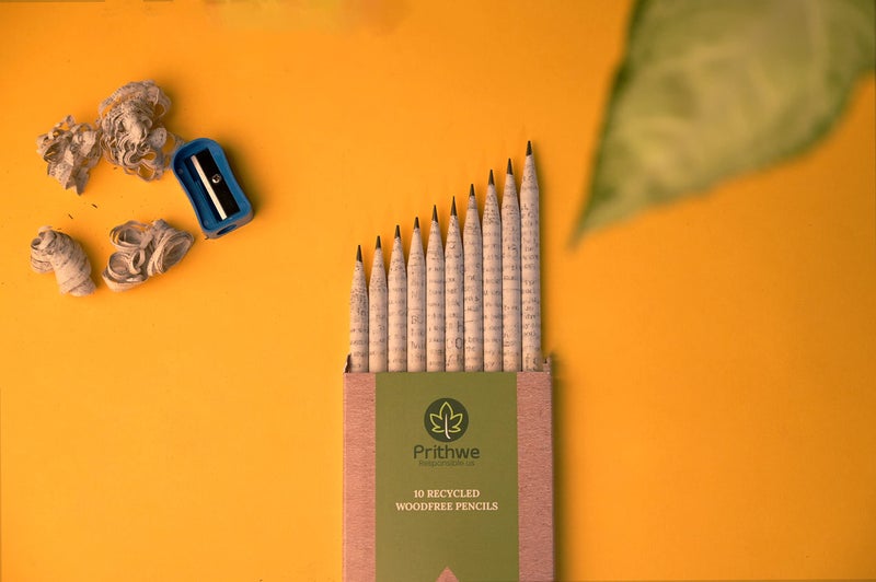 Prithwe Ecofriendly Recycled Newspaper Pencils -Black - Image 3