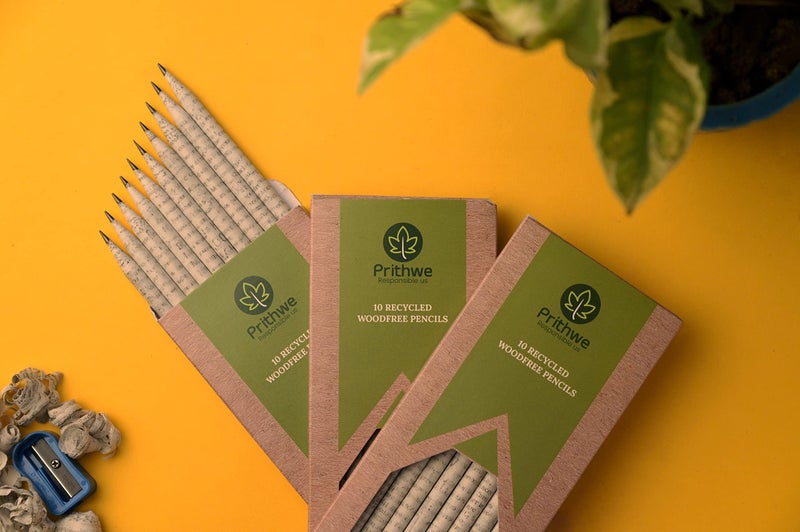 Prithwe Ecofriendly Recycled Newspaper Pencils -Black - Image 2
