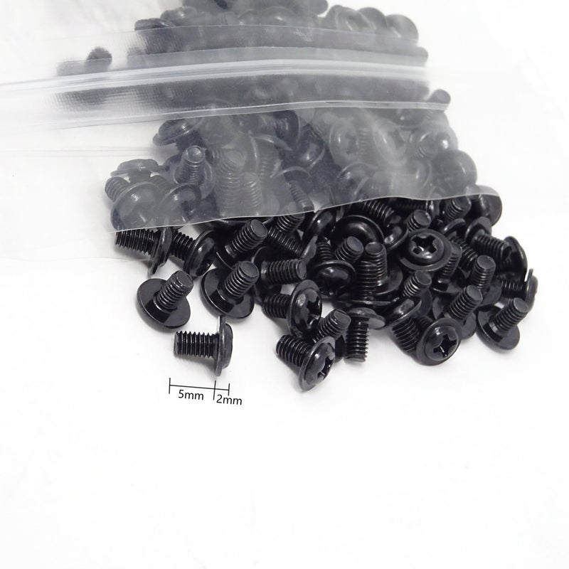 HONBAY 100PCS M3x5 Round Head PC Mounting Computer Screws Computer Case Fixed Motherboard Screw (Black Zinc) - Image 2