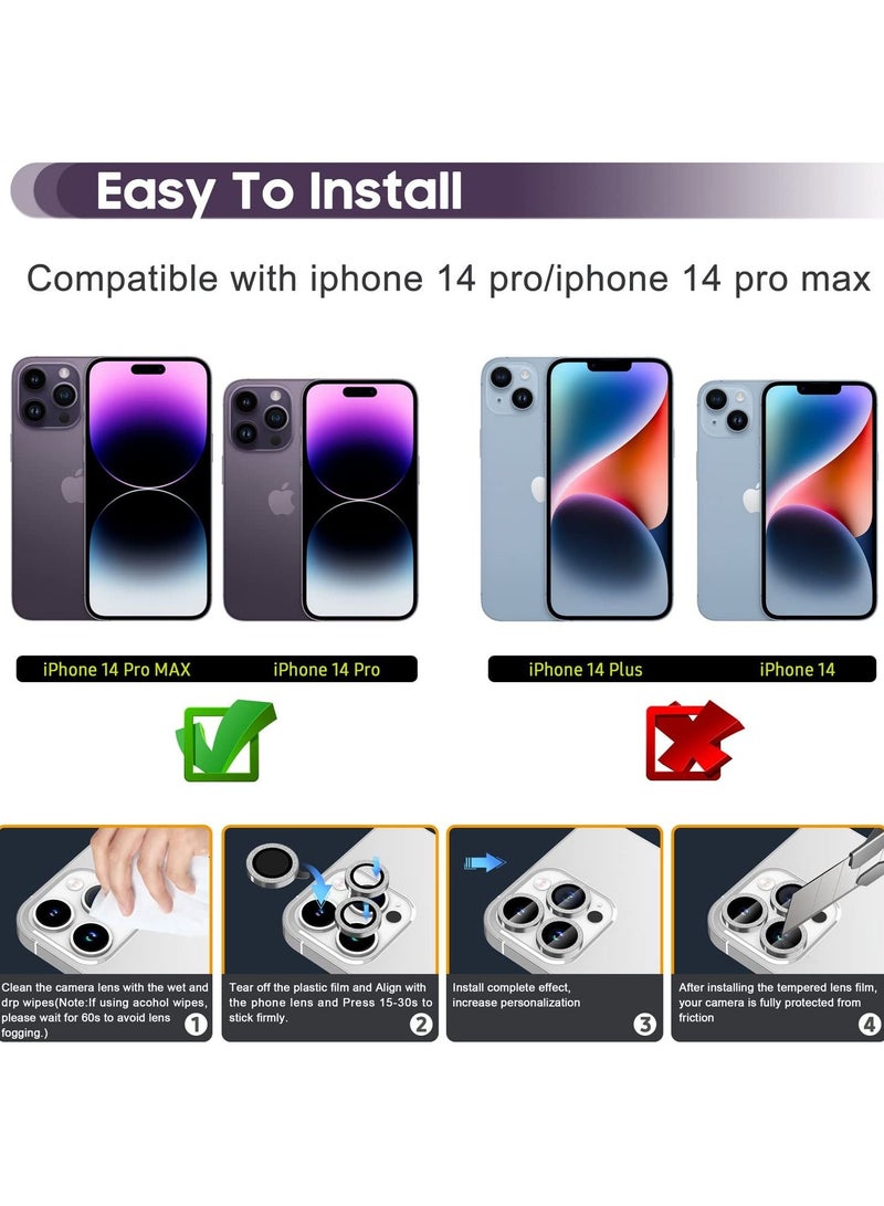 Excefore Camera Lens Protector for iPhone 14 Pro / 14 Pro Max, 9H Tempered Glass Camera Cover Screen Protector  - Image 2