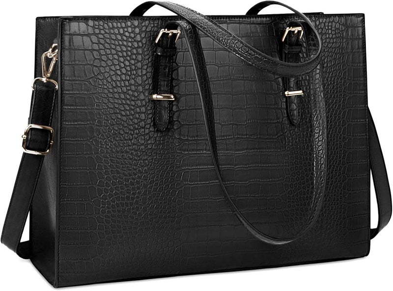 Lubardy Laptop Bag for Women 15.6 inch Laptop Tote Bag Leather Classy Computer Briefcase for Work Waterproof Handbag Shoulder Bag Women Business Office Bag - Image 1