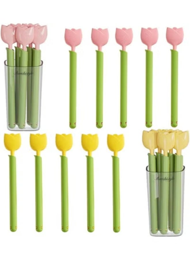 fantasize 10 قطع مشابك مغناطيسية لتأمين الثلاجة على شكل توليب لطيف مع صندوق تخزين مغناطيسي، مشابك مضحكة للحفاظ على نضارة الطعام، ملحقات مطبخ للثلاجة وتخزين الطعام - Image 1