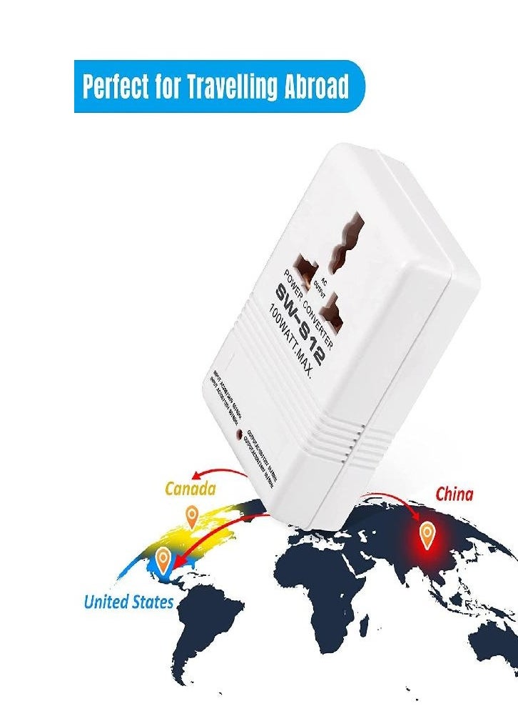 SINGWAY - Voltage Power Transformer Converter Adapter - 110V to 220V or From 220V to 110V International Standard 2 Prong (SW-S12-100W) - Image 1
