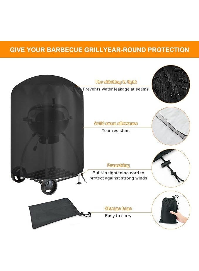 Kettle Grill Cover, Gas Grill Cover, Rainproof, BBQ Cover, Protective Cover, Dustproof Tarpaulin, Barbecue Protection, Weatherproof Kettle Grill 210D Oxford Charcoal Grill - Image 3