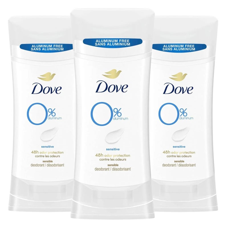 Dove Aluminum Free Deodorant for Women 3 Count Sensitive 72 hour odor protection 2.6 oz - Image 1