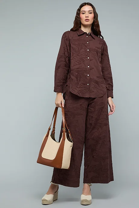 أر أند بي Embroidered Shirt with Classic Collar and Long Sleeves
