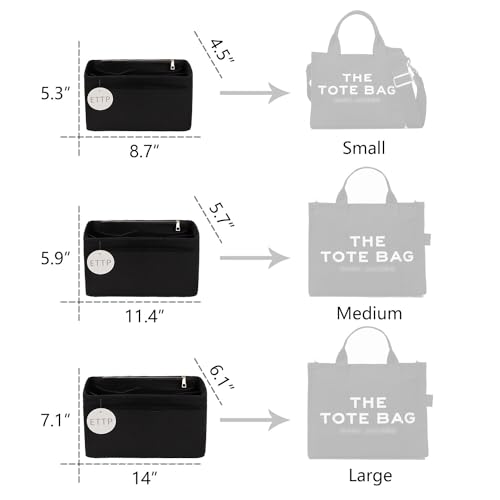 ETTP Purse Organizer Insert For Handbags, Tote Bag Organizer Insert, Compatible with MJ Tote and Onthego(X-Large, Black) - Image 2
