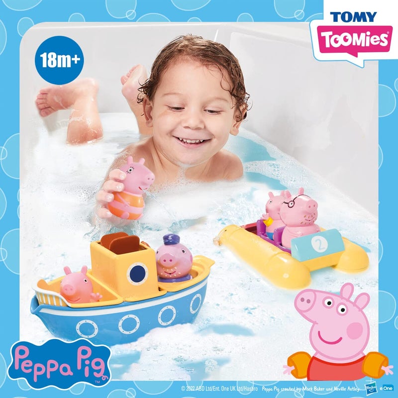 TOMY Toomies Peppa Pig Bath Toys - Peppa’s Boat Adventure Bath Toy Set - Includes 2 Boat Toys and 5 Peppa Pig Figures - Peppa Pig Toy Boats - Toddler Bath Toys for 18 Months and Up - Image 2