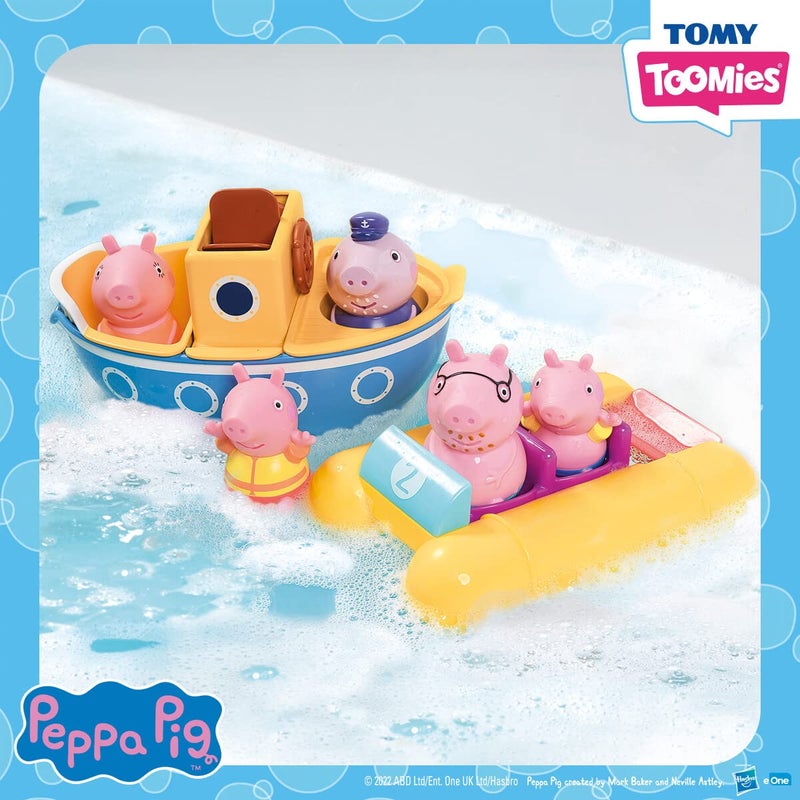 TOMY Toomies Peppa Pig Bath Toys - Peppa’s Boat Adventure Bath Toy Set - Includes 2 Boat Toys and 5 Peppa Pig Figures - Peppa Pig Toy Boats - Toddler Bath Toys for 18 Months and Up - Image 4