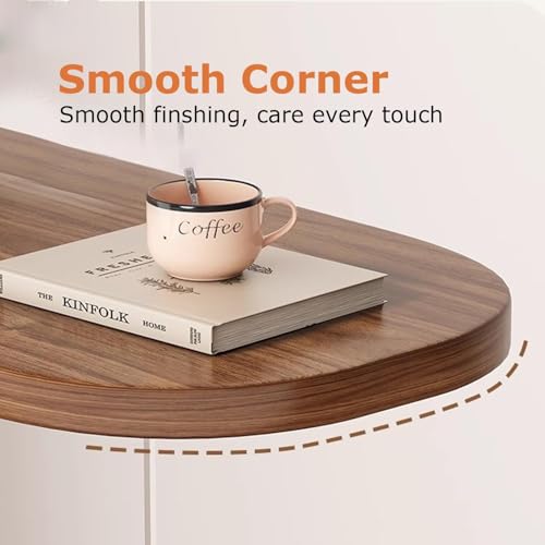 AASHRO MALL C-Shaped Side Table for Sofa & Bed | Wooden Modern Coffee Table for Living Room & Bedroom | Small C Table Slides Under Couch | Compact End Table for Snacks, Laptop, Decor (Oval) - Image 3